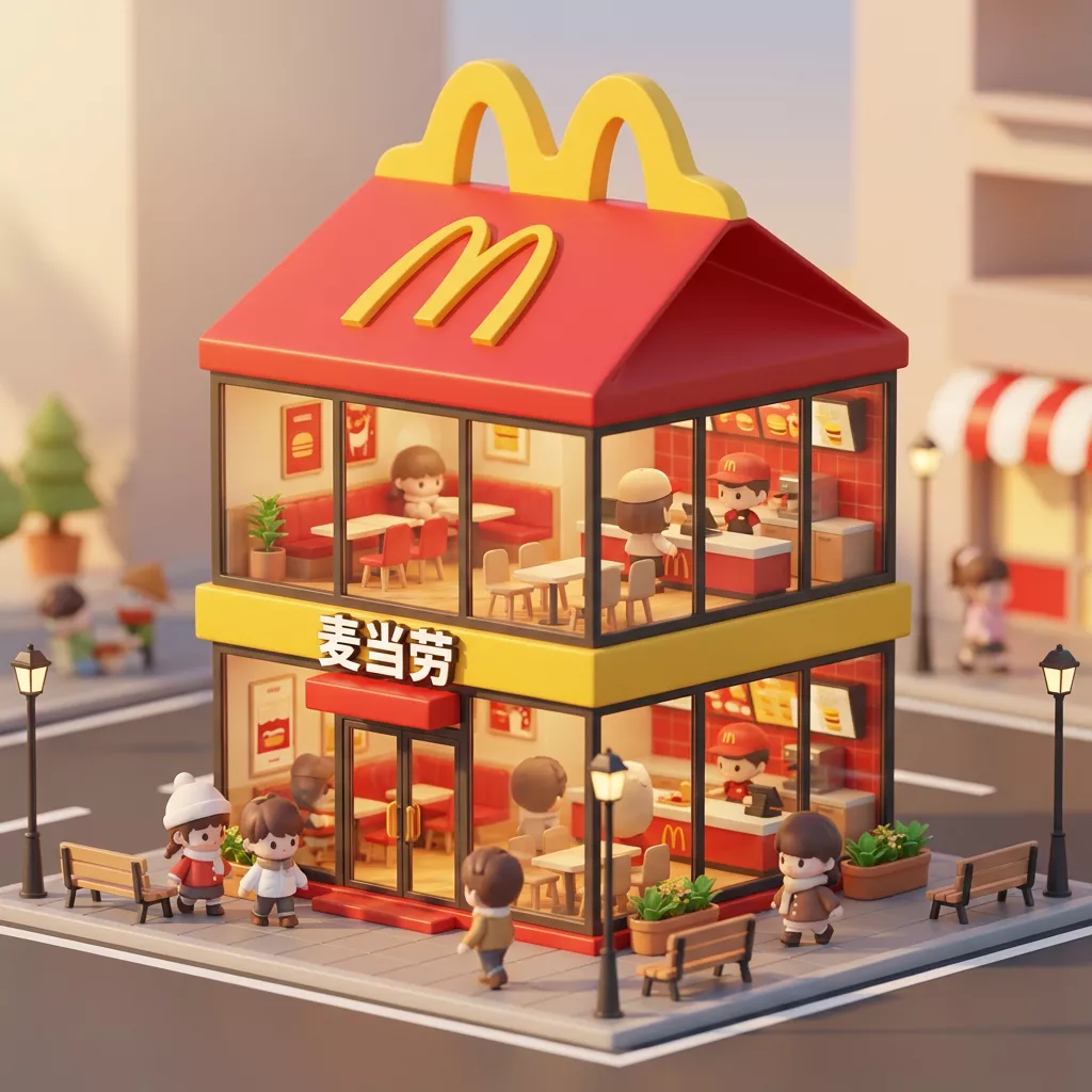 3D chibi-style miniature concept store of 麦当劳 3D chibi-style miniature concept store of 麦当劳