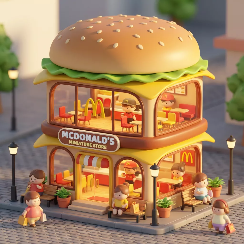 3D chibi-style miniature concept store of McDonald 3D chibi-style miniature concept store of McDonald