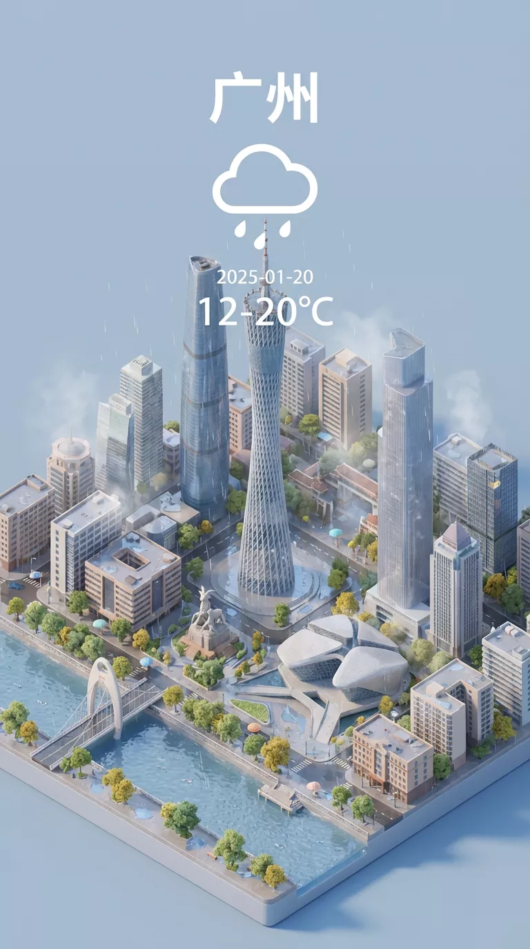 广州动态城市天气场景